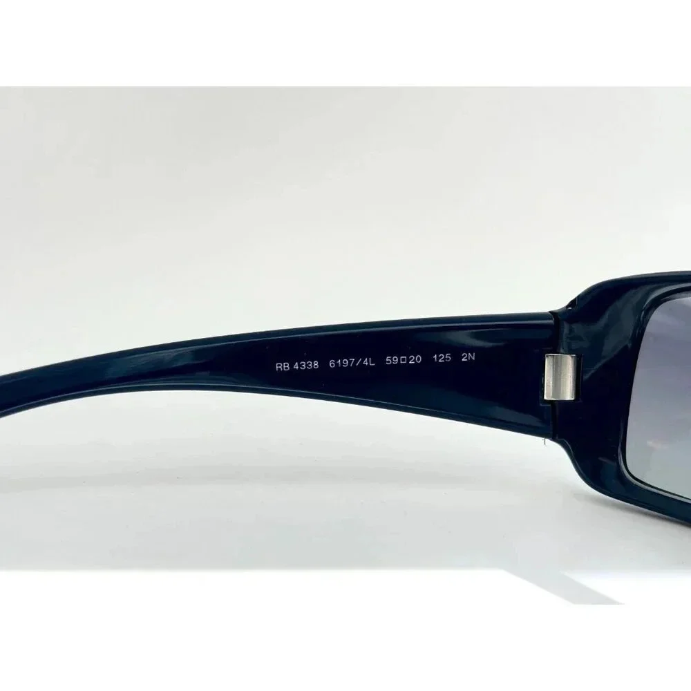 Ray Ban Italian Square Blue Frame Light Grey | Blue Gradient RB 4338 Sunglasses - Picture 4 of 10